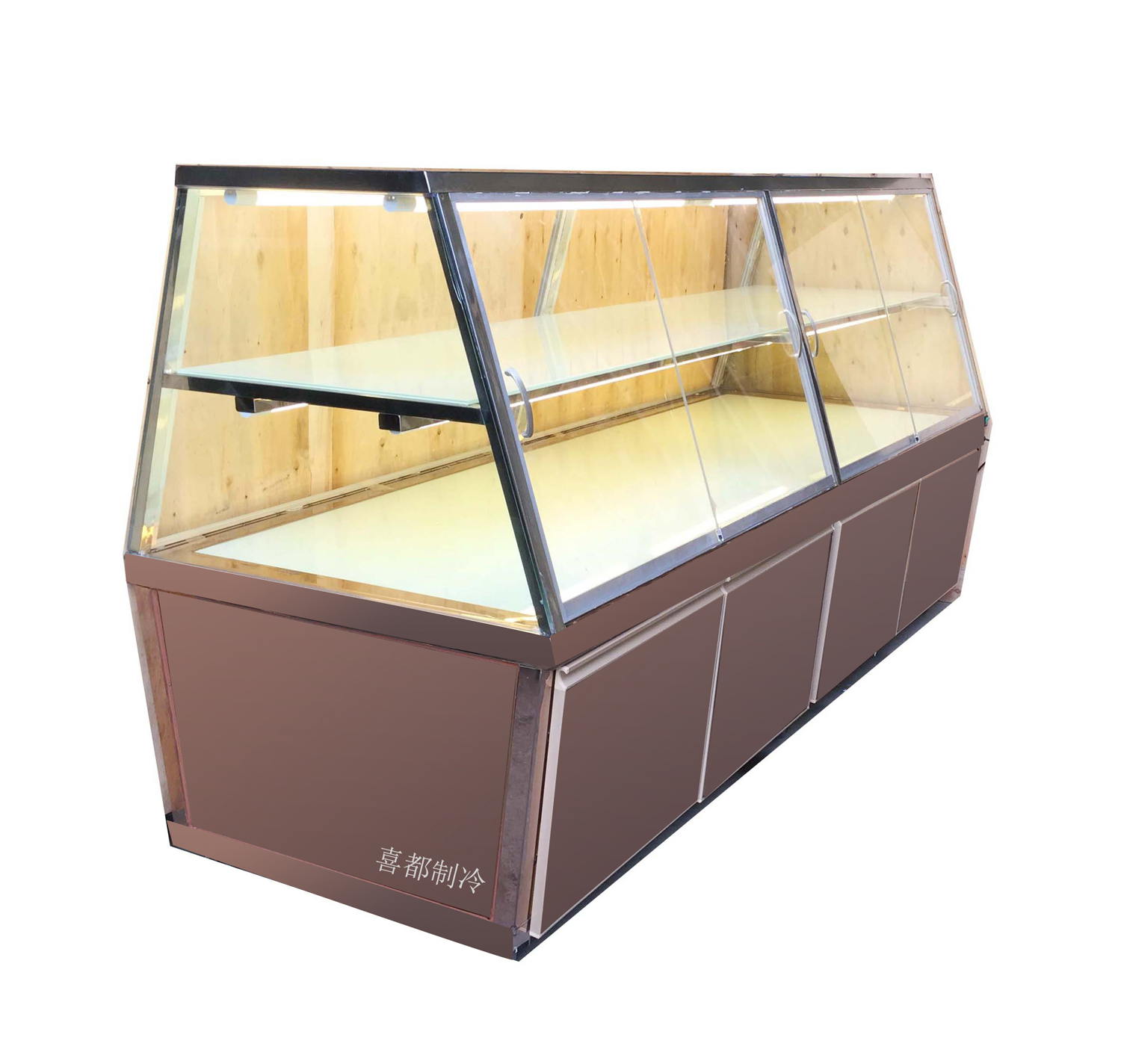 Trapezoid two layer with cabinet bread display XID-CJ